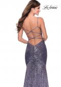 Picture of: Sequin Prom Gown With Drop Waist and V-Neckline in Lavender, Style: 28713, Detail Picture 3