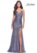Picture of: Long Sequin Gown with Dramatic Flare Skirt and Slit in Bright Colors in Lavender, Style: 31431, Detail Picture 3