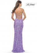 Picture of: Print Sequin Gown with Square Neckline in Lavender, Style: 31521, Detail Picture 3