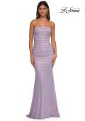 Picture of: Metallic Prom Dress with Strapless Top and Flattering Ruching in Lavender, Style: 33033, Detail Picture 3