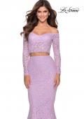 Picture of: Lace Sleeve Lace and Sequin Two Piece Prom Dress in Lavender, Style: 28666, Detail Picture 4