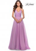 Picture of: Chiffon Prom Dress with Ruched Bodice and Slit in Lavender, Style: 30840, Detail Picture 4