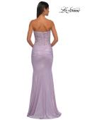 Picture of: Metallic Prom Dress with Strapless Top and Flattering Ruching in Lavender, Style: 33033, Detail Picture 4