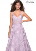 Picture of: Floral A Line Dress with Sheer Bodice and V Back in Lavender, Style: 27505, Detail Picture 5