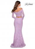Picture of: Lace Sleeve Lace and Sequin Two Piece Prom Dress in Lavender, Style: 28666, Detail Picture 5