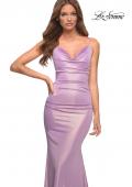Picture of: Metallic Jersey Long Dress with Draped Neckline and Train in Purple, Style: 30633, Detail Picture 5