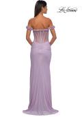 Picture of: Prom Dress with Rosette Off the Shoulder Straps and Neckline in Lavender, Style: 33044, Detail Picture 5