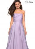 Picture of: Strapless Satin Gown with Ruching and Pockets in Lavender, Style: 27130, Detail Picture 6