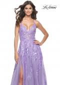 Picture of: Fabulous A-Line Gown Embellished with Sequin Beaded Applique in Lavender, Style: 32032, Detail Picture 6