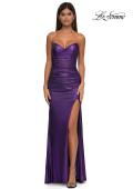 Picture of: Net Jersey Prom Dress with Strapless Top and Flattering Ruching in Lavender , Style: 32946, Detail Picture 7