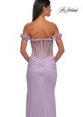 Picture of: Prom Dress with Rosette Off the Shoulder Straps and Neckline in Lavender, Style: 33044, Detail Picture 7