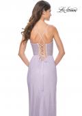 Picture of: Fishnet Rhinestone Fitted Dress with Bustier Top and High Neckline in Lavender, Style: 32227, Detail Picture 14