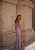 Picture of: Fishnet Rhinestone Fitted Dress with Bustier Top and High Neckline in Lavender, Style: 32227, Detail Picture 3