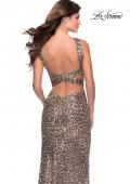 Picture of: Sequin Leopard Print Dress with Criss Cross Neck in Leopard, Style: 28672, Back Picture