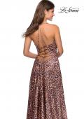 Picture of: Leopard Print A-line Prom Gown with Tie Up Back in Leopard, Style: 28923, Back Picture