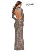 Picture of: Long Sleeve Sequin Leopard Print Dress with Cutouts in Leopard, Style: 28667, Detail Picture 2