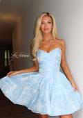 Picture of: Strapless Jacquard Lace-Up Mini Dress in Light Blue, Style 34147, Detail Picture 5