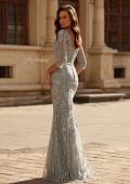 Picture of: Long Mother of the Bride Dress with Colorful Lace Design in Light Blue, Style: 32463, Back Picture