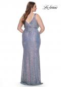 Picture of: Sequin Plus Size Dress with Wrap Ruched Neckline in Light Blue, Style: 32173, Back Picture