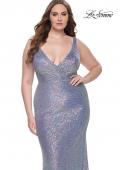 Picture of: Sequin Plus Size Dress with Wrap Ruched Neckline in Light Blue, Style: 32173, Detail Picture 1