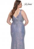 Picture of: Sequin Plus Size Dress with Wrap Ruched Neckline in Light Blue, Style: 32173, Detail Picture 2