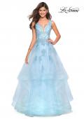 Picture of: Layered Tulle Long Prom Gown with Lace Appliques in Light Blue, Style: 27256, Main Picture