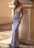 Picture of: Metallic Prom Dress with Strapless Top and Flattering Ruching in Light Blue, Style: 33033, Main Picture