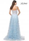 Picture of: Floral Embellished A-Line Dress with Bustier Illusion Top in Light Blue, Style: 31996, Detail Picture 8