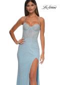 Picture of: Long Prom Dress Embellished with Rhinestones and Open Back in Light Blue, Style: 32547, Detail Picture 9