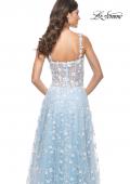 Picture of: Floral Embellished A-Line Dress with Bustier Illusion Top in Light Blue, Style: 31996, Detail Picture 10