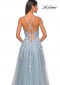 Picture of: Lace Embellished A-line Dress with Lace Up Back in Light Blue, Style: 32147, Detail Picture 10