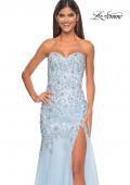 Picture of: Rhinestone and Beaded Print Mermaid Prom Gown with Sweetheart Neck in Light Blue, Style: 32197, Detail Picture 10