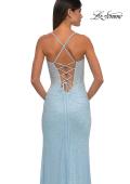 Picture of: Long Prom Dress Embellished with Rhinestones and Open Back in Light Blue, Style: 32547, Detail Picture 10