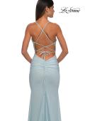 Picture of: Ruched Net Jersey Gown with Square Neckline in Light Blue, Style: 33086, Detail Picture 10