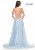 Picture of: Two Tone Tulle A-Line Prom Dress with Floral Beaded Detail in Light Blue, Style: 32090, Detail Picture 11