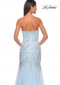 Picture of: Rhinestone and Beaded Print Mermaid Prom Gown with Sweetheart Neck in Light Blue, Style: 32197, Detail Picture 11