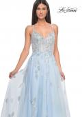 Picture of: Two Tone Tulle A-Line Prom Dress with Floral Beaded Detail in Light Blue, Style: 32090, Detail Picture 13