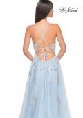 Picture of: Two Tone Tulle A-Line Prom Dress with Floral Beaded Detail in Light Blue, Style: 32090, Detail Picture 14