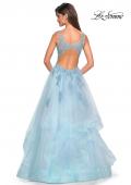 Picture of: Layered Tulle Long Prom Gown with Lace Appliques in Light Blue, Style: 27256, Back Picture