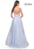 Picture of: A-Line Tulle Prom Dress with Scattered Lace Applique in Light Blue, Style: 31939, Back Picture