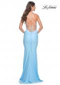 Picture of: Gorgeous Rhinestone Bodice with Ruched Jersey Skirt Prom Dress in Light Blue, Style: 31989, Back Picture