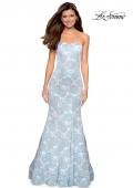 Picture of: Mermaid Style Rose Printed Strapless Prom Dress in Light Blue, Style: 27286, Detail Picture 2