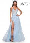 Picture of: A-Line Tulle Dress with Rhinestone Embellished Lace Applique in Light Colors in Light Blue, Style: 32438, Detail Picture 2