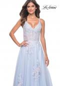 Picture of: A-Line Tulle Prom Dress with Scattered Lace Applique in Light Blue, Style: 31939, Detail Picture 5