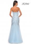 Picture of: Rhinestone and Beaded Print Mermaid Prom Gown with Sweetheart Neck in Light Blue, Style: 32197, Detail Picture 5