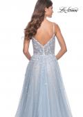 Picture of: A-Line Tulle Gown with Unique Floral and Rhinestone Details in Light Blue, Style: 32215, Detail Picture 5