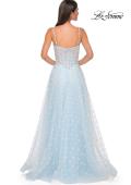 Picture of: Polka Dot Tulle Prom Dress with Sheer Corset Top in Light Blue, Style 32716, Detail Picture 5