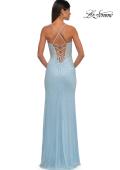 Picture of: Long Prom Dress Embellished with Rhinestones and Open Back in Light Blue, Style: 32547, Detail Picture 6