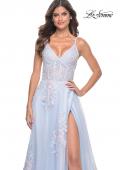 Picture of: A-Line Tulle Prom Dress with Scattered Lace Applique in Light Blue, Style: 31939, Detail Picture 7
