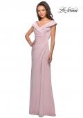 Picture of: Satin Floor Length Gown with Ruched Detailing in Light Blush, Style: 26523, Detail Picture 5